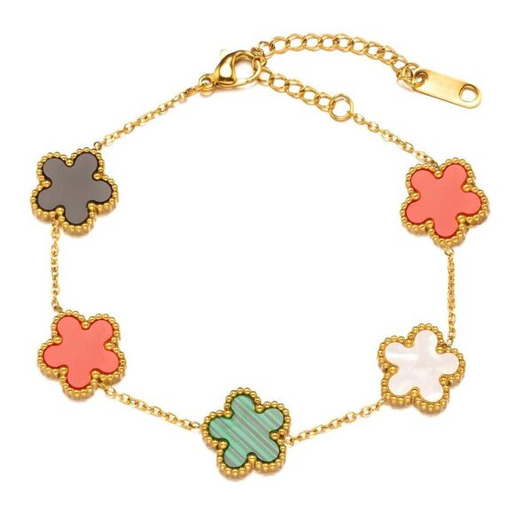 GrafVonZepp Jewelry - 18K Gold Plated Women's Flower Bracelet Hypoallergenic Waterproof Non Tarnish